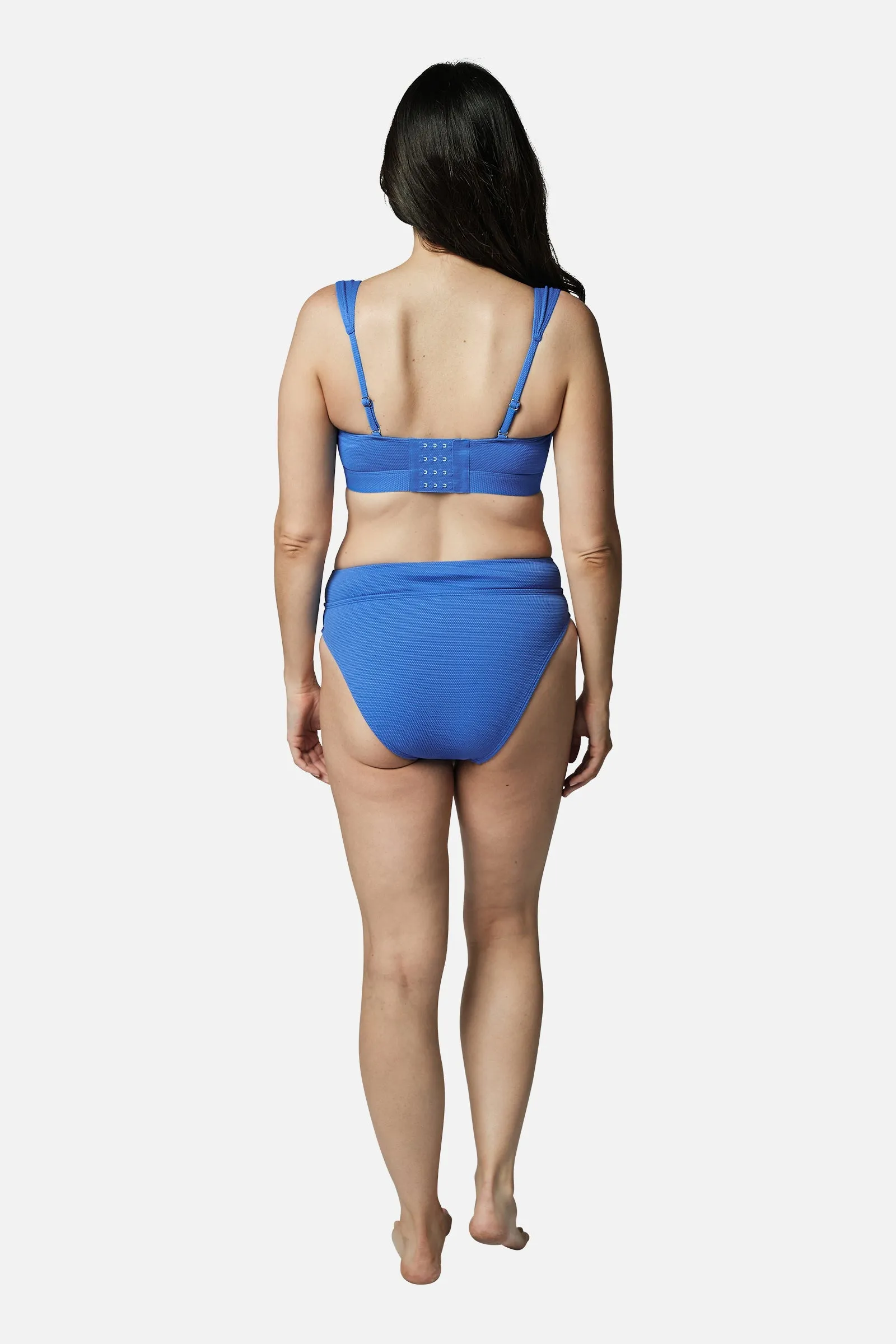 High-Cut High-Waisted Bikini Bottom SKY BLUE TEXTURE
