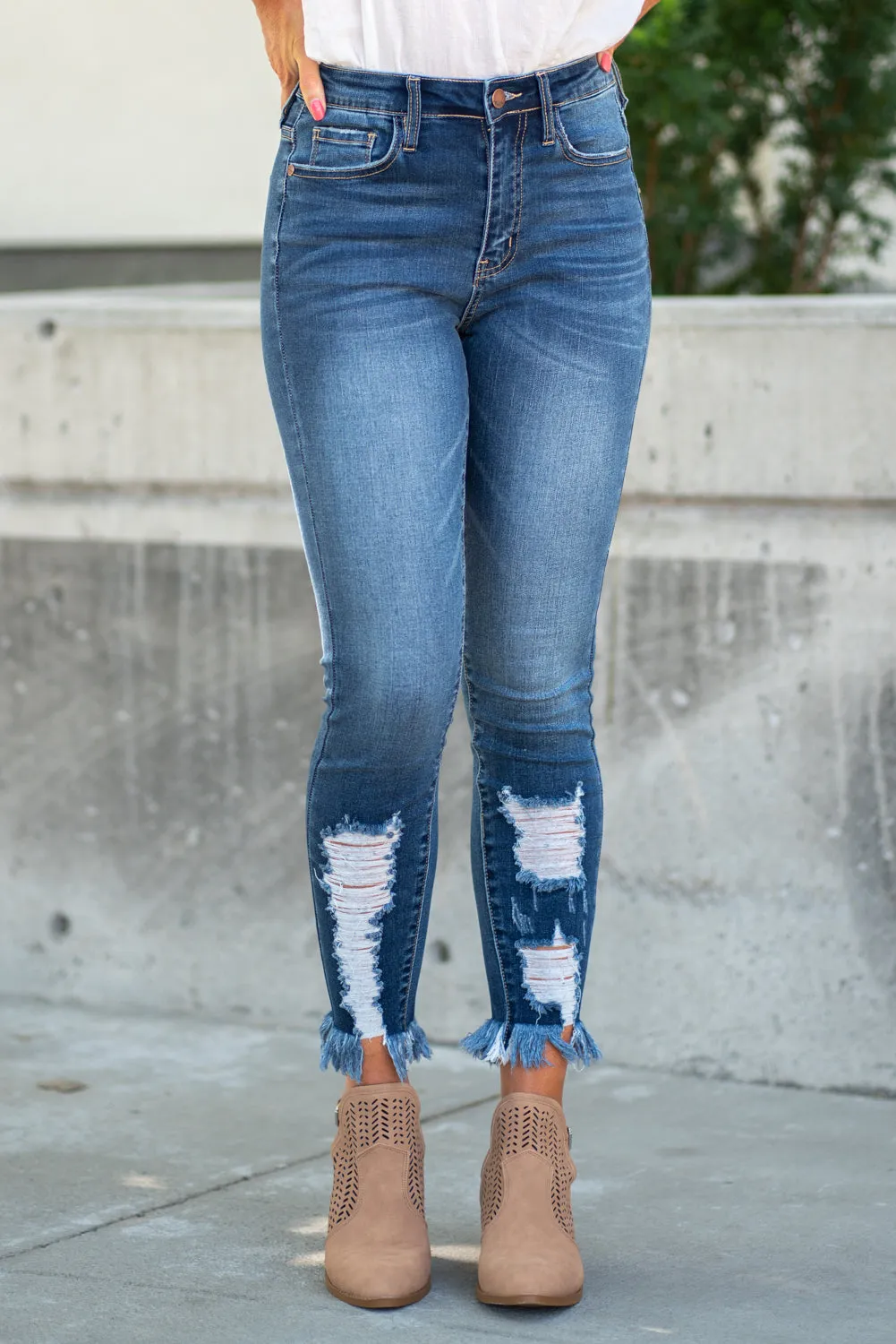 High Rise Ripped Skinny