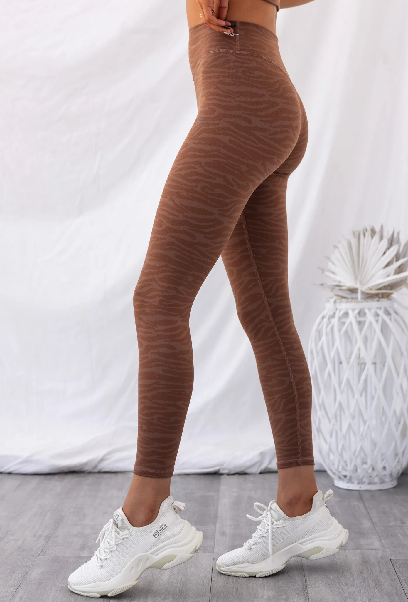 High Waist Leggings - Chocolate Zebra