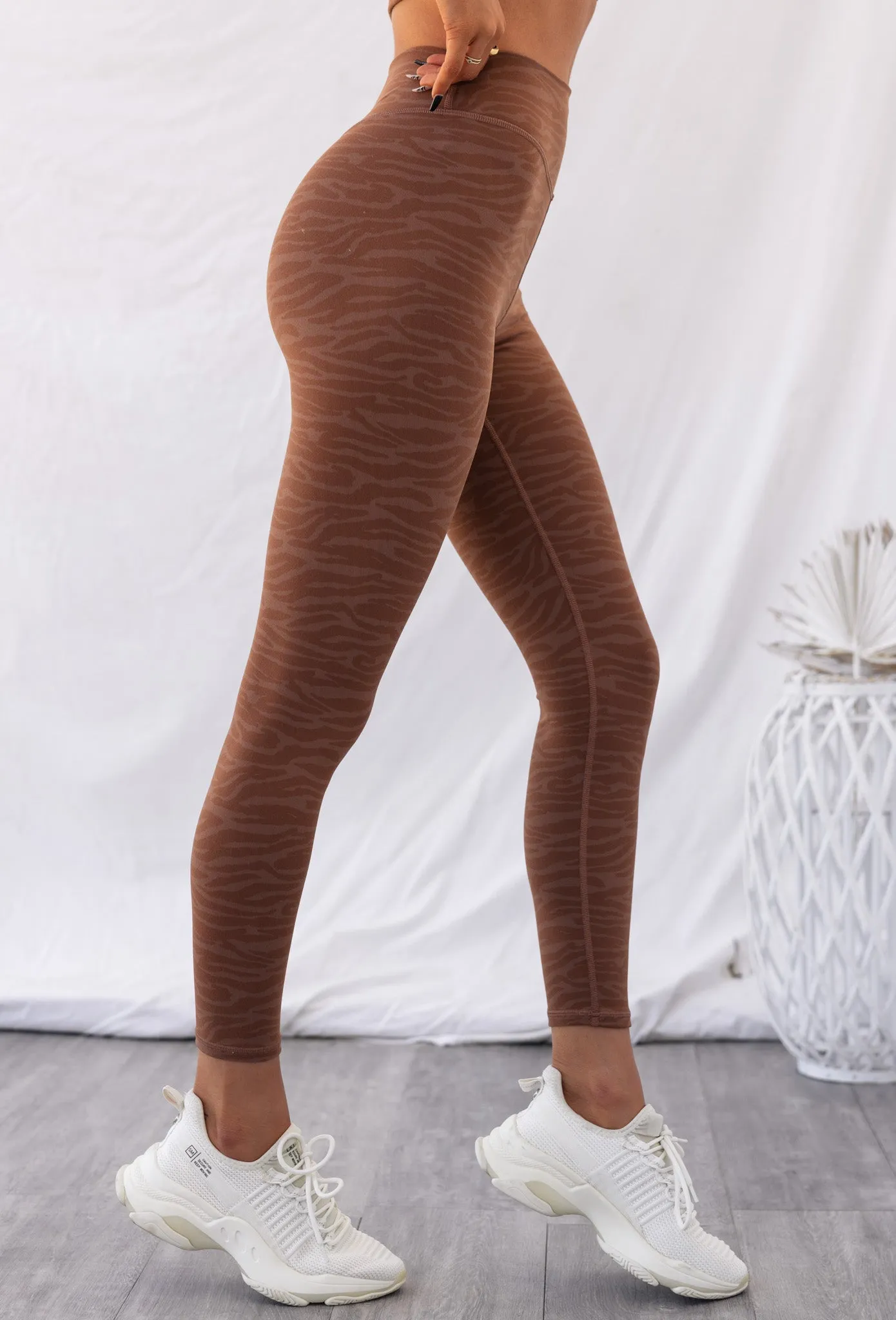High Waist Leggings - Chocolate Zebra