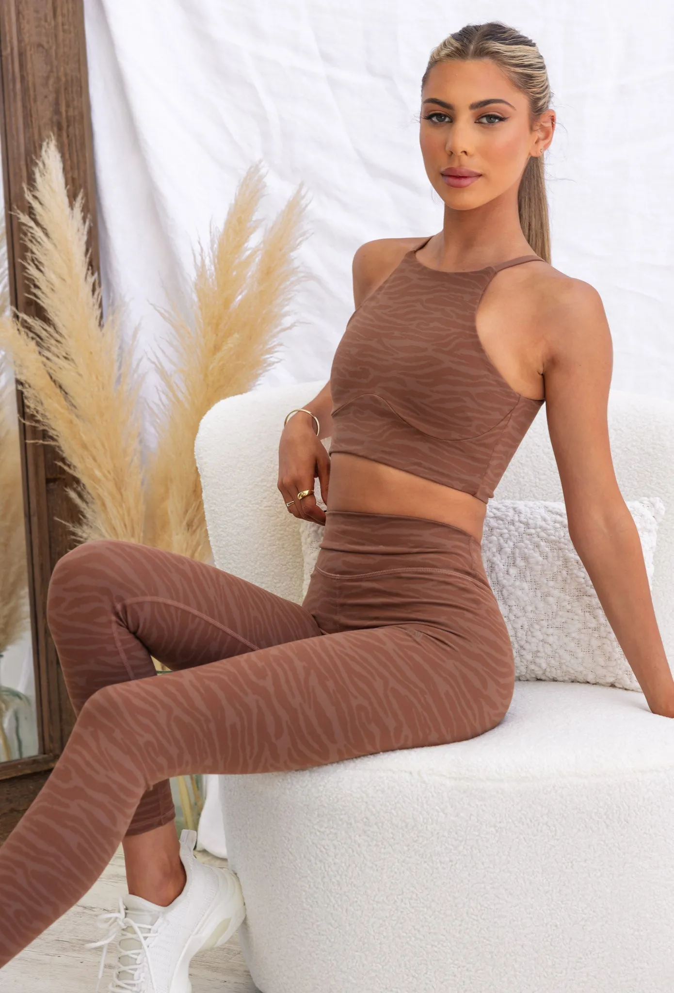 High Waist Leggings - Chocolate Zebra