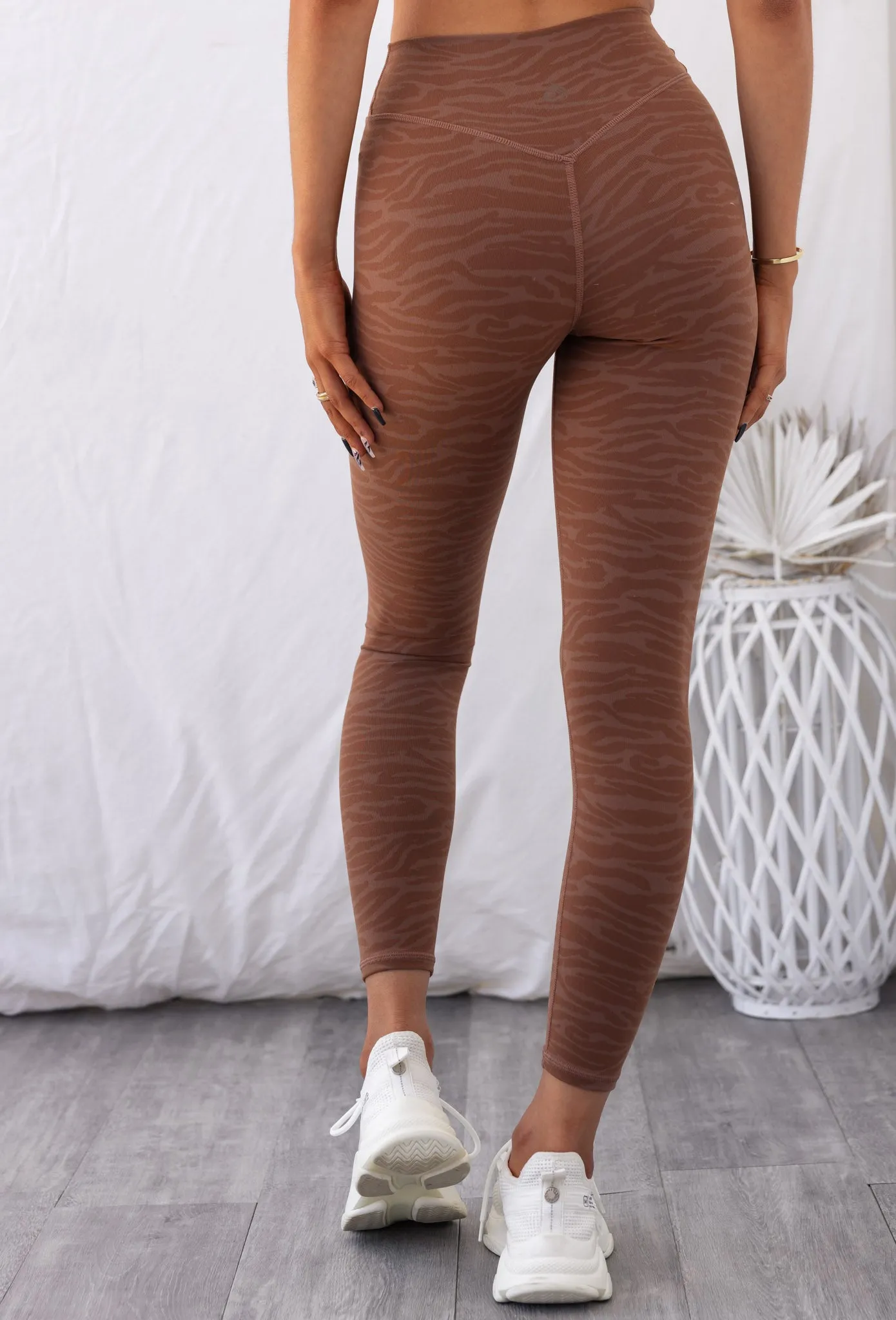 High Waist Leggings - Chocolate Zebra