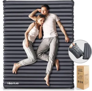 Hikenture Double Sleeping Pad for Camping, 4" Extra-Thick Camping Mattress 2 Person, Inflatable & Ultralight Sleeping Mat for Backpacking, Hiking (Grey Pumpsack, Full XL)