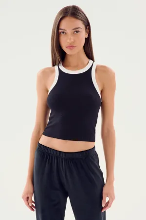 Kiki Rib Crop Tank - Black/White