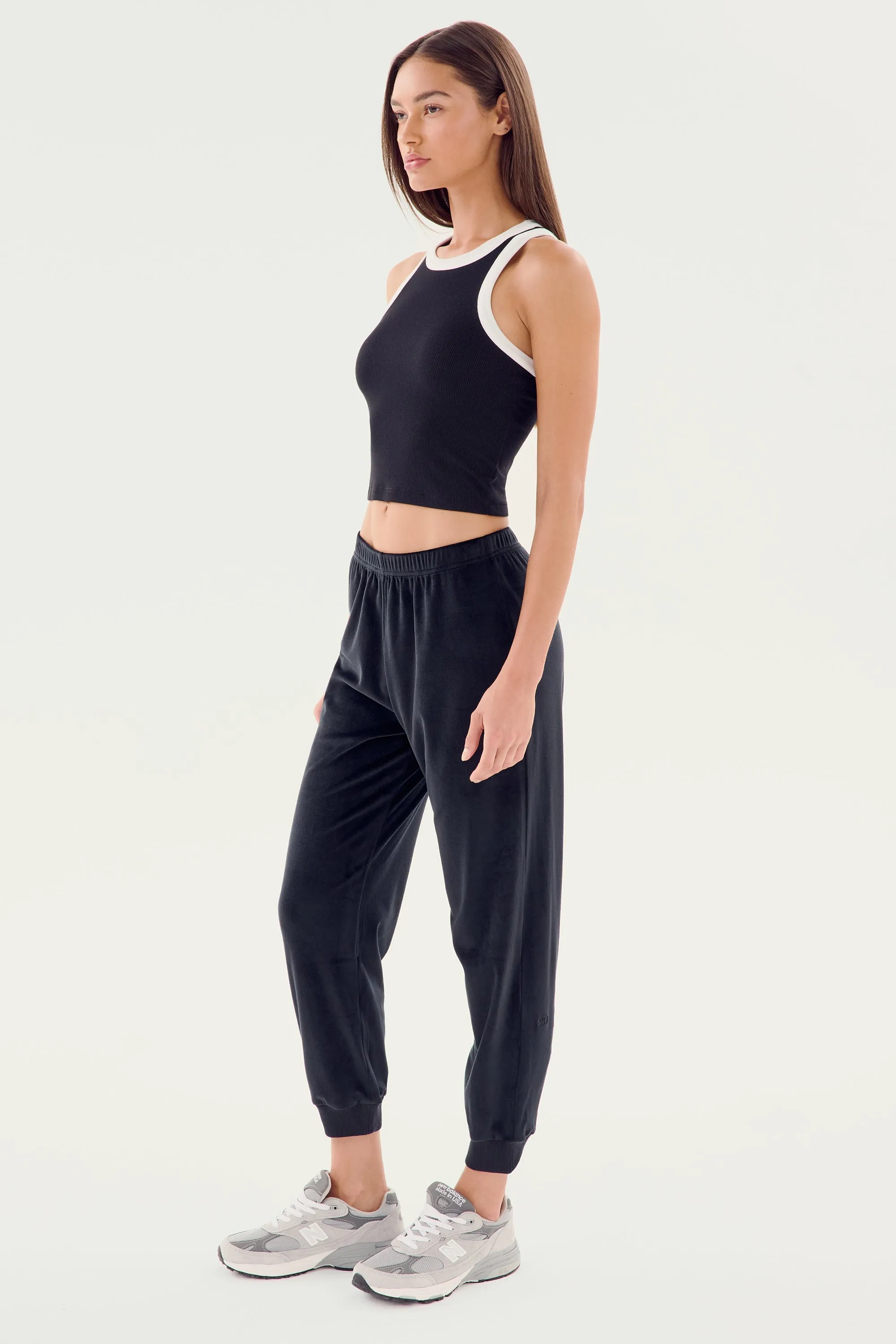 Kiki Rib Crop Tank - Black/White