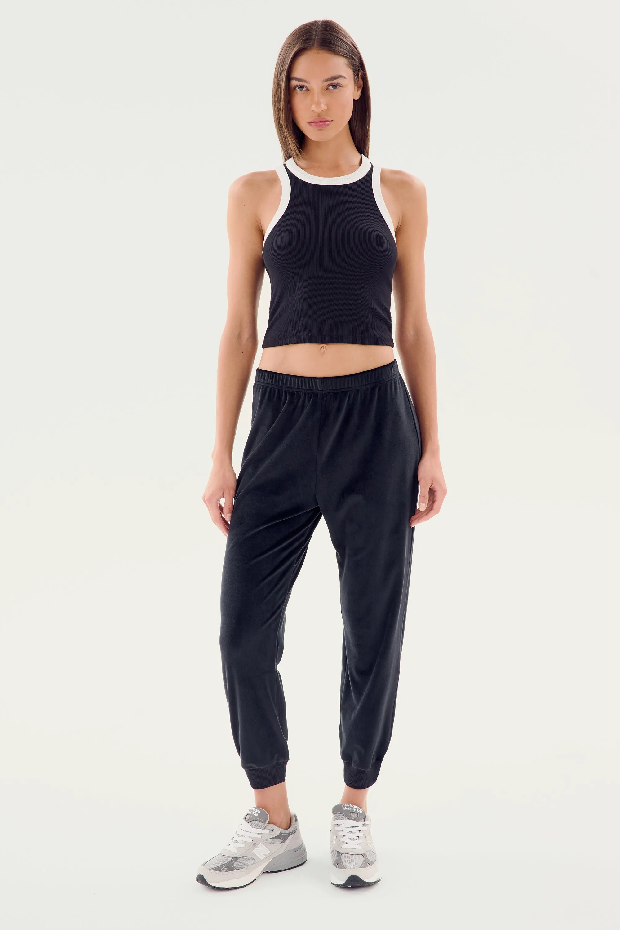 Kiki Rib Crop Tank - Black/White