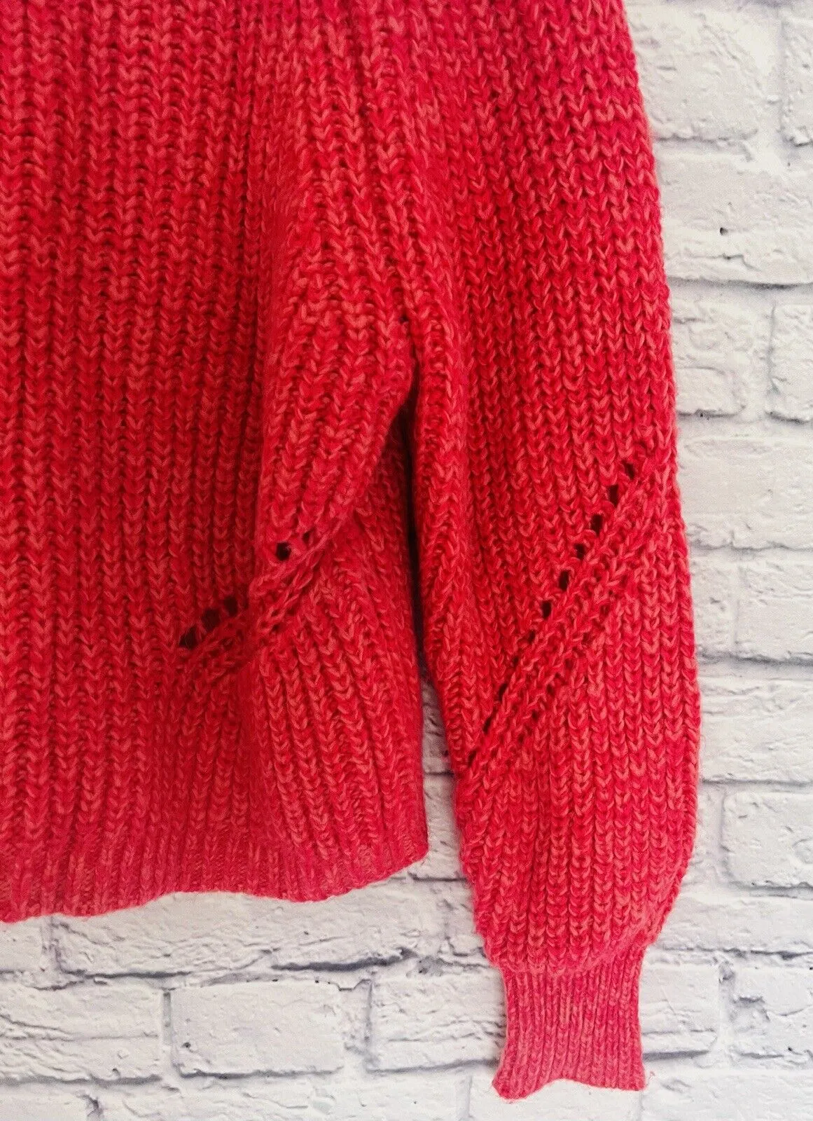 LOFT Womens Sweater Crop Pullover Long Sleeve Sz S Cozy Pink Knit