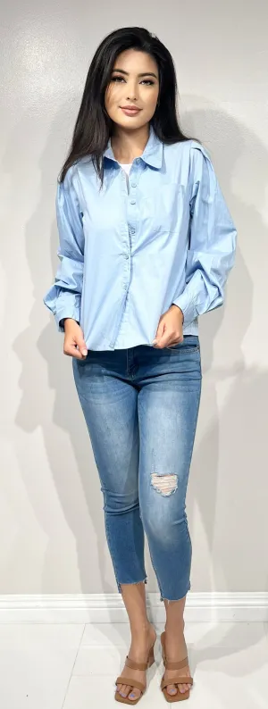 LONG SLEEVE POPLIN TOP