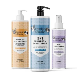 Love My Dog Bath Set - 2-in-1 Shampoo and Conditioner, Waterless Dog Shampoo, and Pure Relief Hot Spot Spray