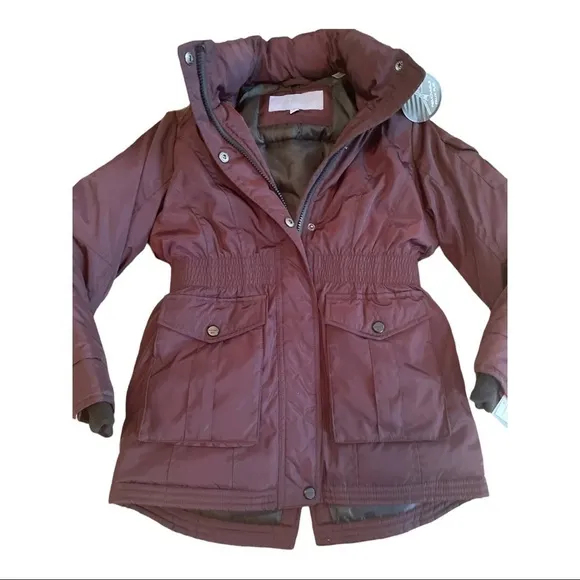 Madden Girl Merlot coat with faux fur hood
