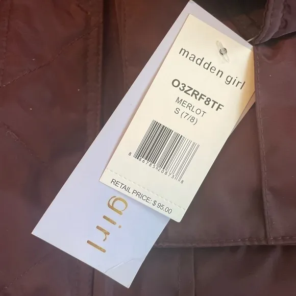 Madden Girl Merlot coat with faux fur hood
