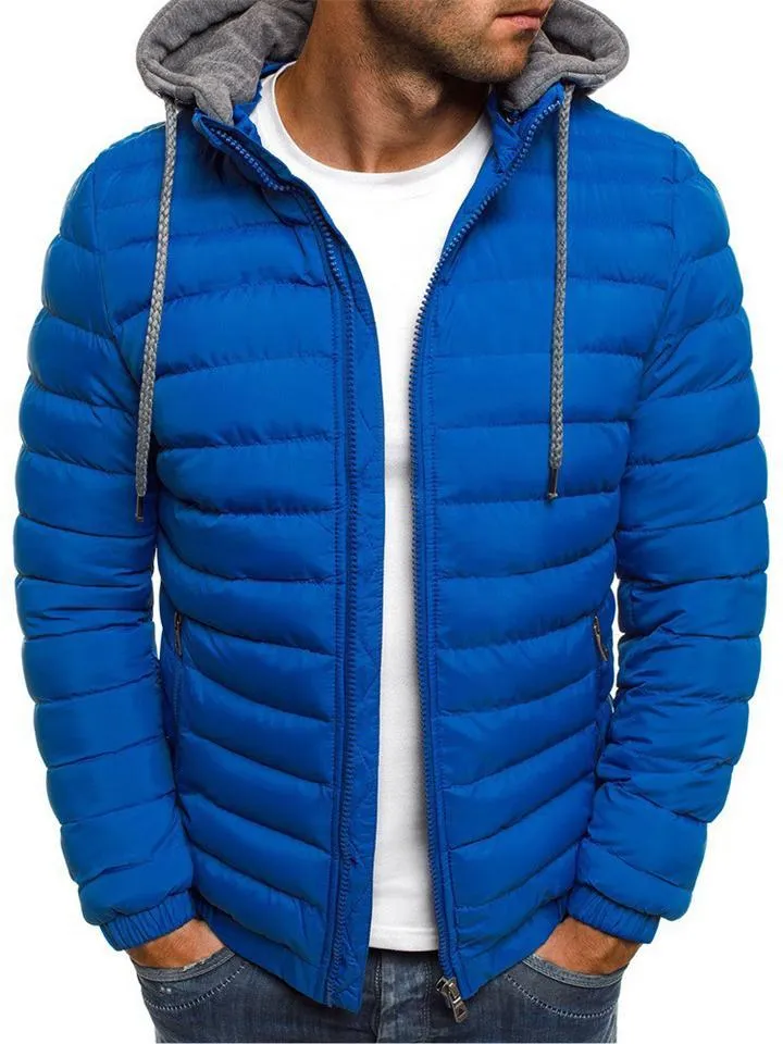 Men's Cozy Zip Up Cotton-Padded Hooded Coat for Winter