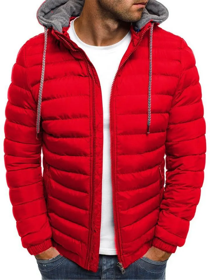 Men's Cozy Zip Up Cotton-Padded Hooded Coat for Winter