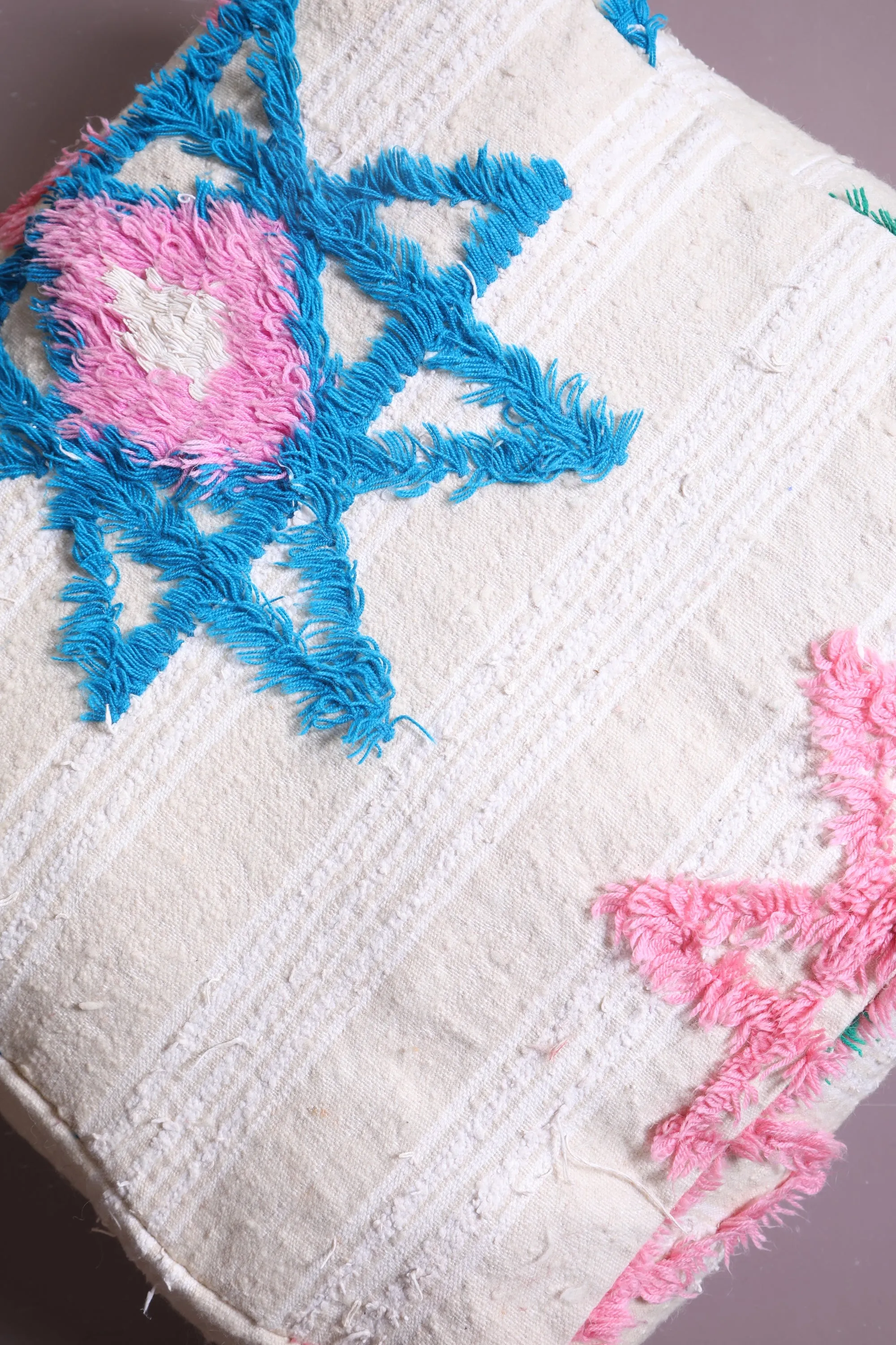 Moroccan berber handmade woven kilim pouf