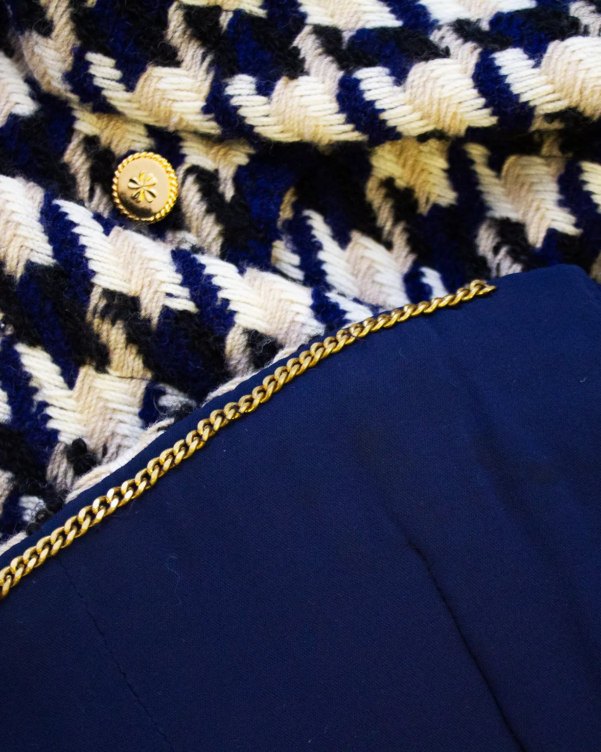 Navy Woven Wool Classic Skirt Suit