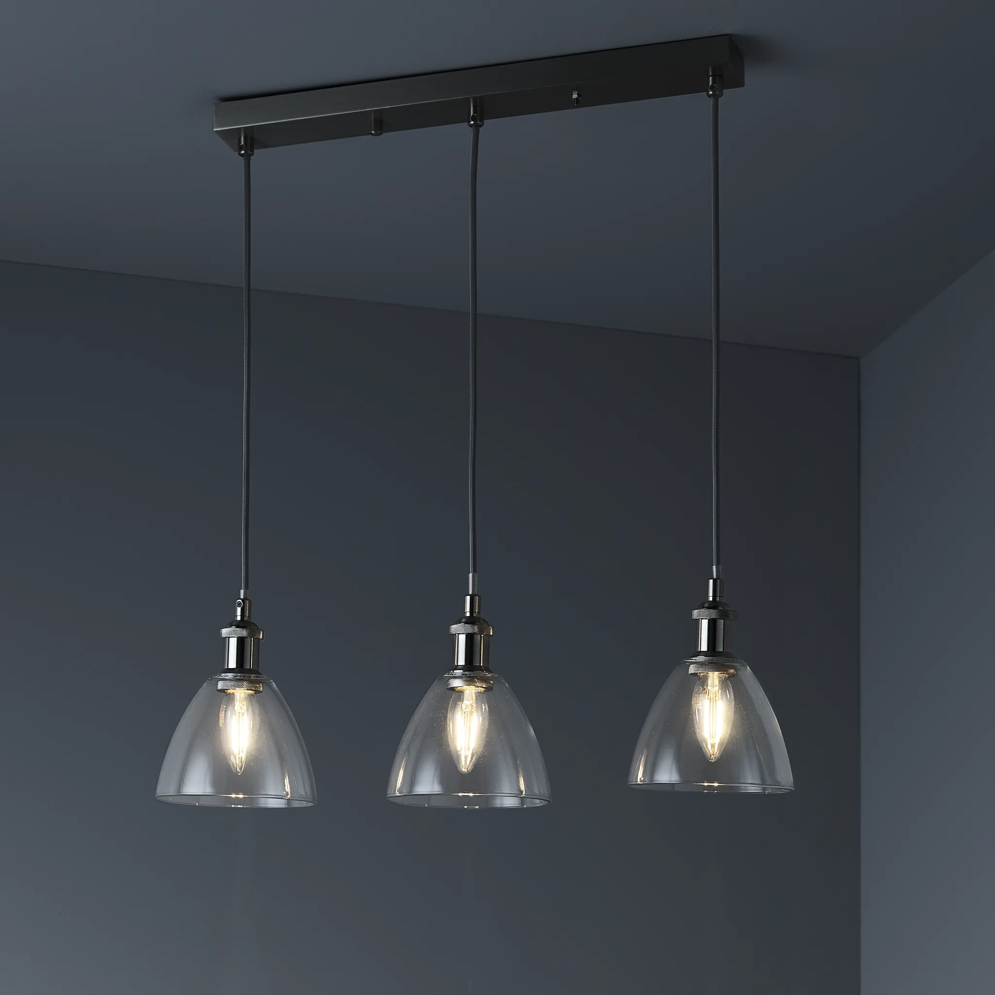 Newport 3 Light Glass Dining Bar Pendants