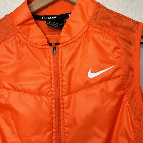 Nike Running High Visibility Blaze Orange Full Zip Vest Women's Small 3M Reflect