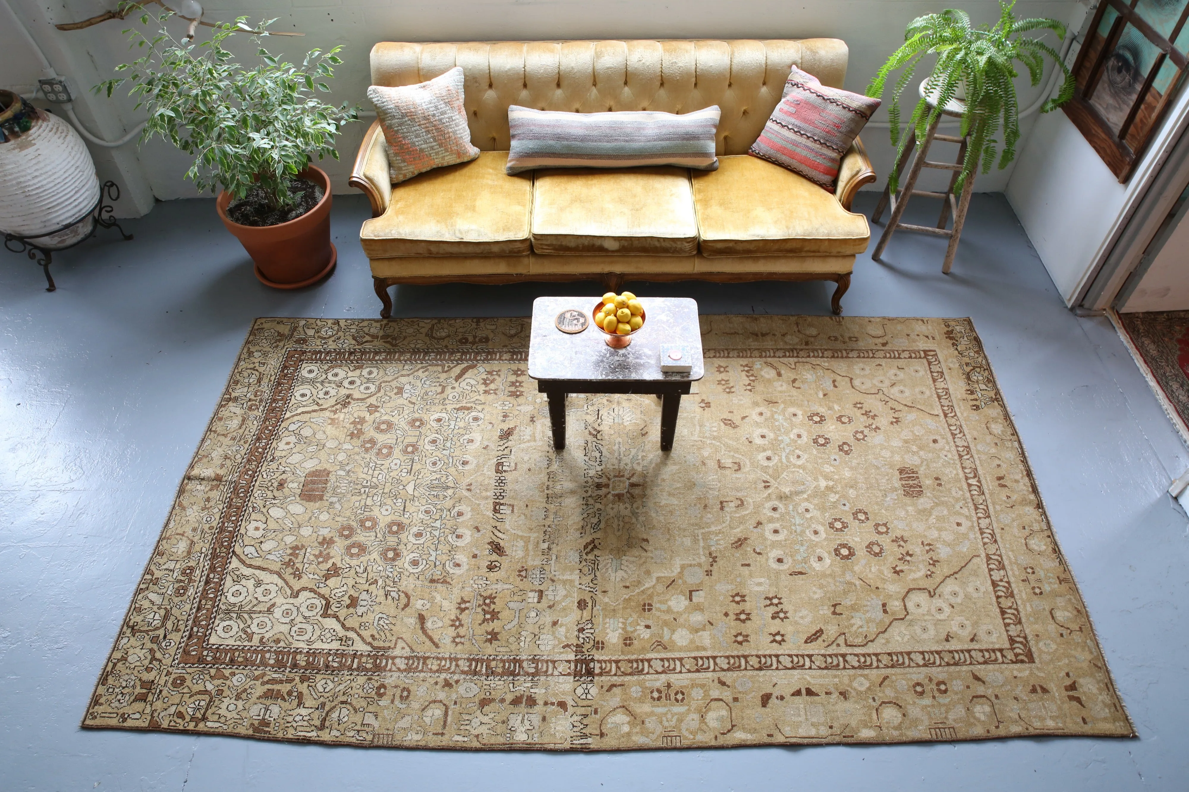 Old Turkish Anatolian Rug 5.8ftx10ft