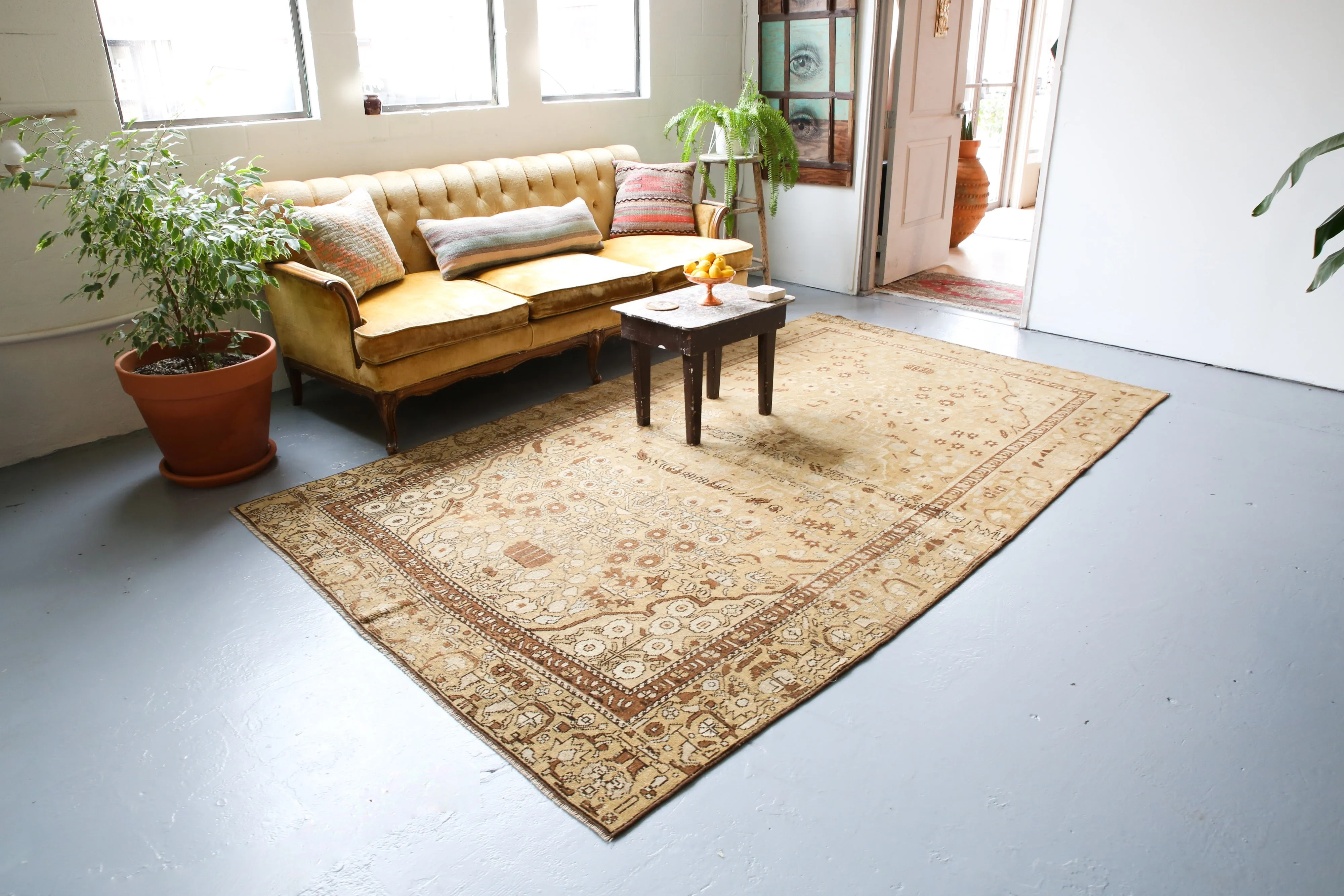 Old Turkish Anatolian Rug 5.8ftx10ft
