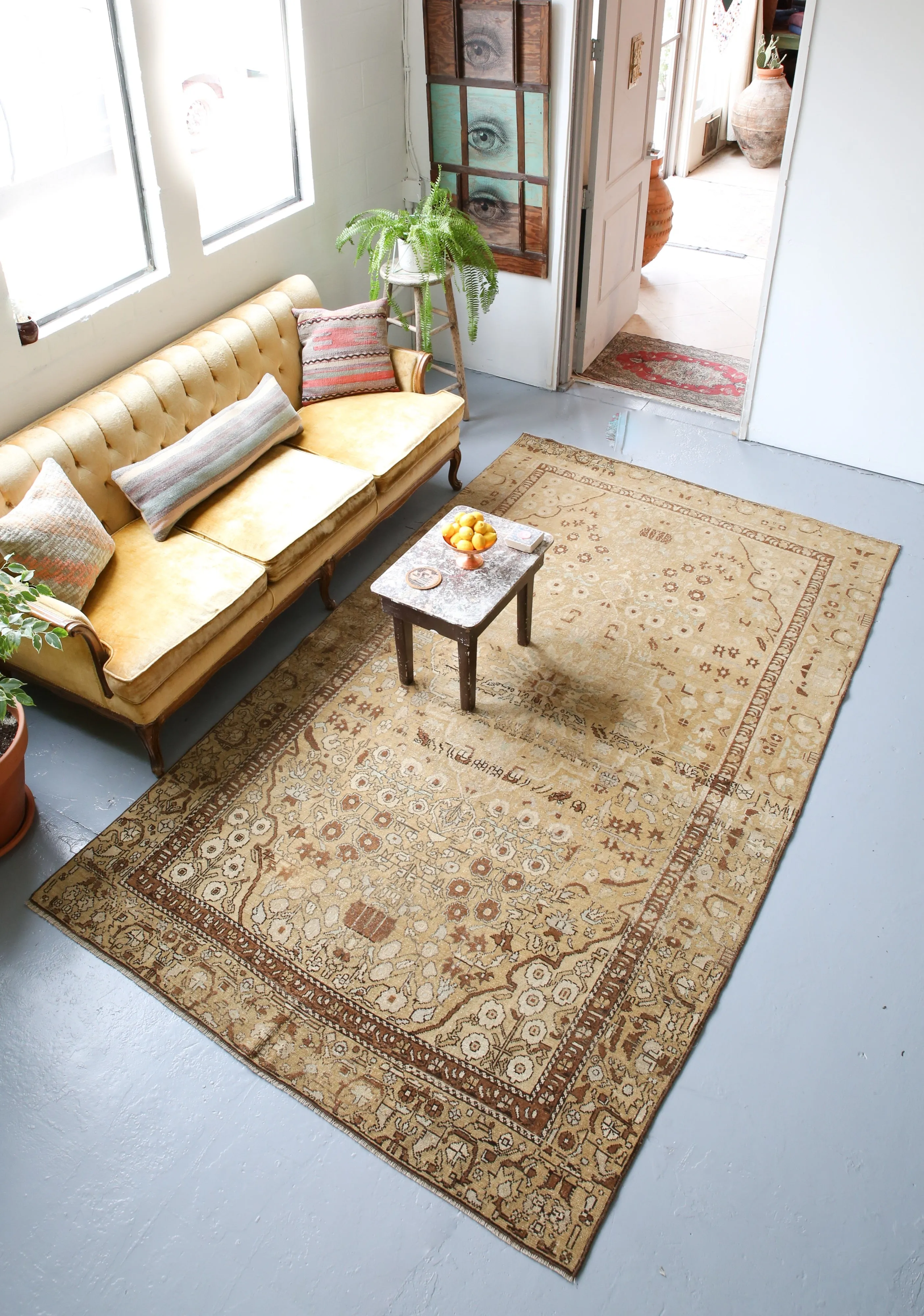 Old Turkish Anatolian Rug 5.8ftx10ft