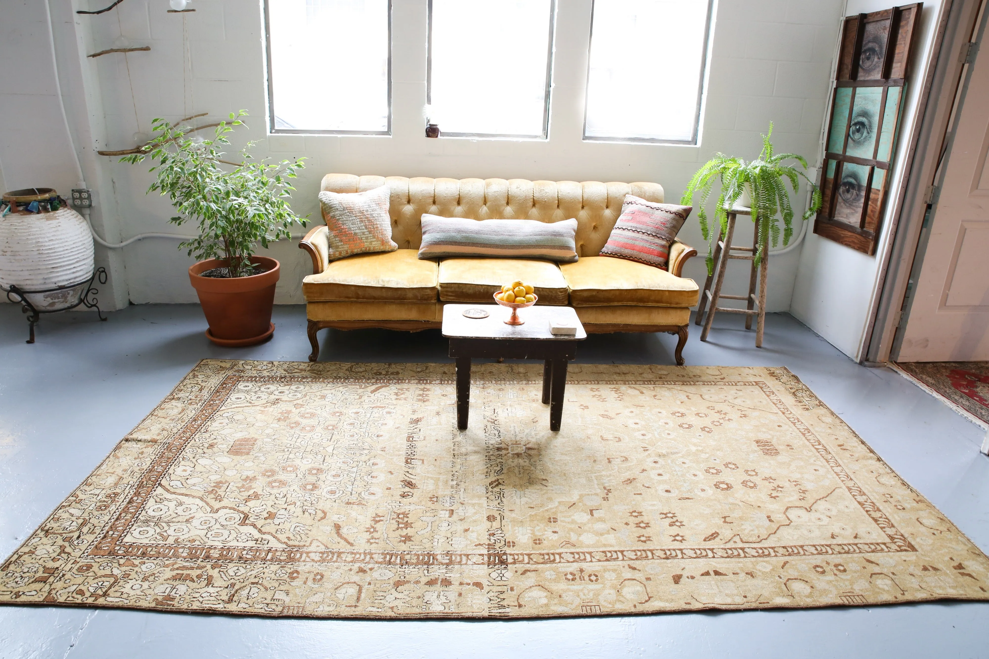 Old Turkish Anatolian Rug 5.8ftx10ft