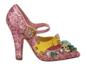 Pink Sequined Crystal Mary Janes
