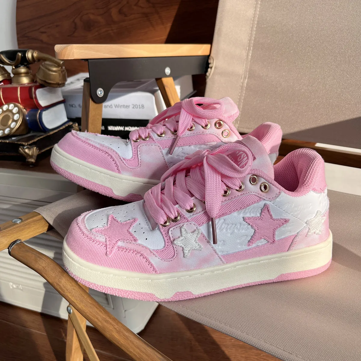 Pink Star Platform Sneakers