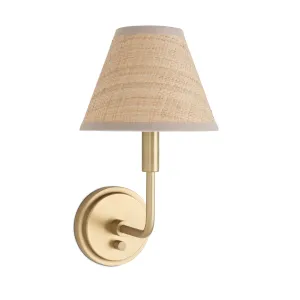 Polly Sconce Single (Natural Brass or Blackened Brass with Rattan Shade)