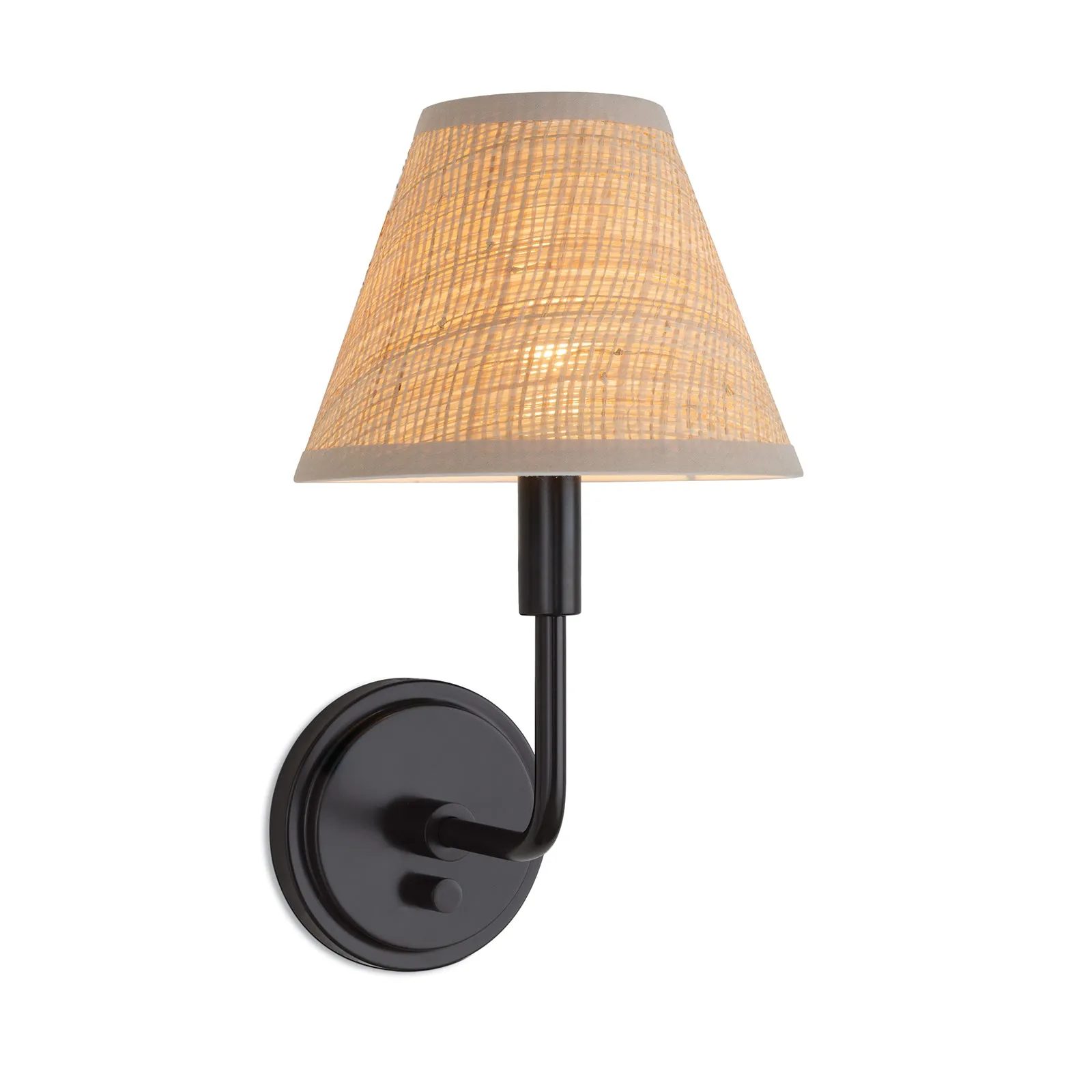 Polly Sconce Single (Natural Brass or Blackened Brass with Rattan Shade)