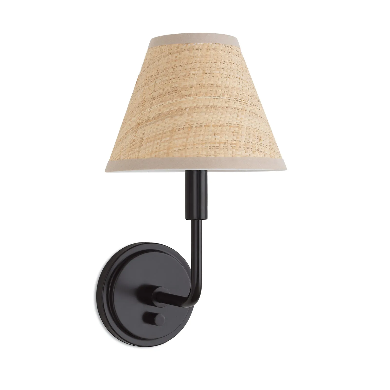 Polly Sconce Single (Natural Brass or Blackened Brass with Rattan Shade)