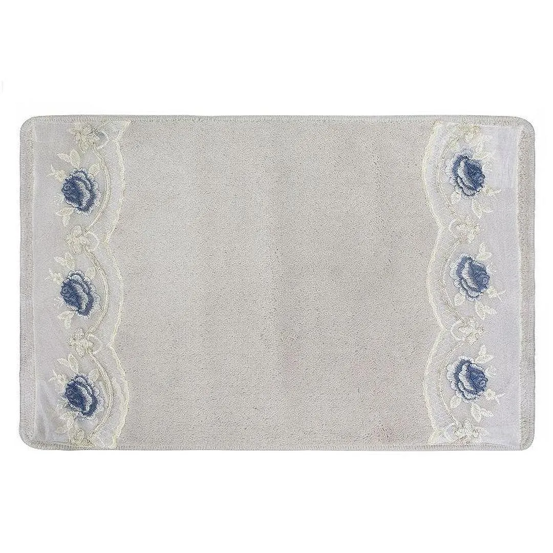 Popular Bath Blossom Rose Bath Rug, Blue