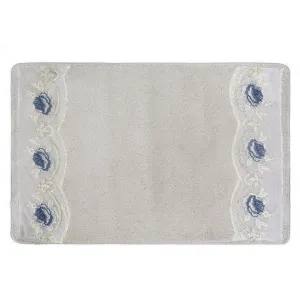 Popular Bath Blossom Rose Bath Rug, Blue