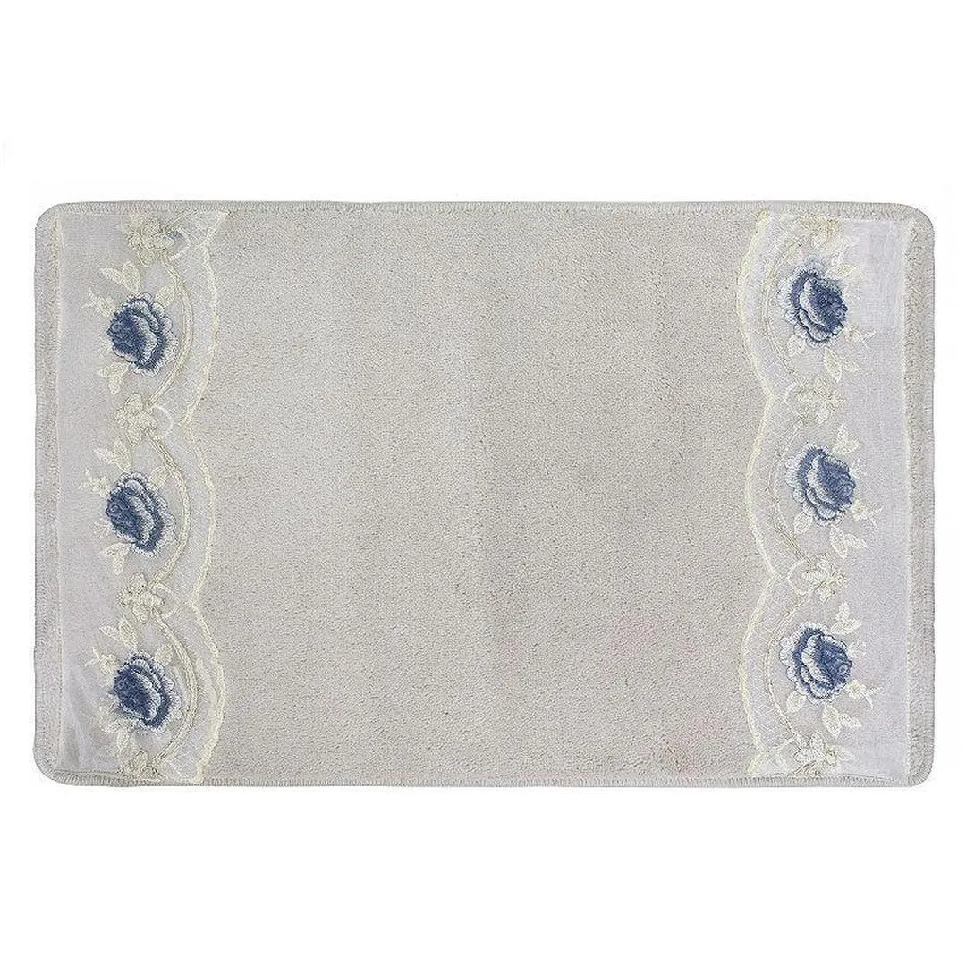 Popular Bath Blossom Rose Bath Rug, Blue