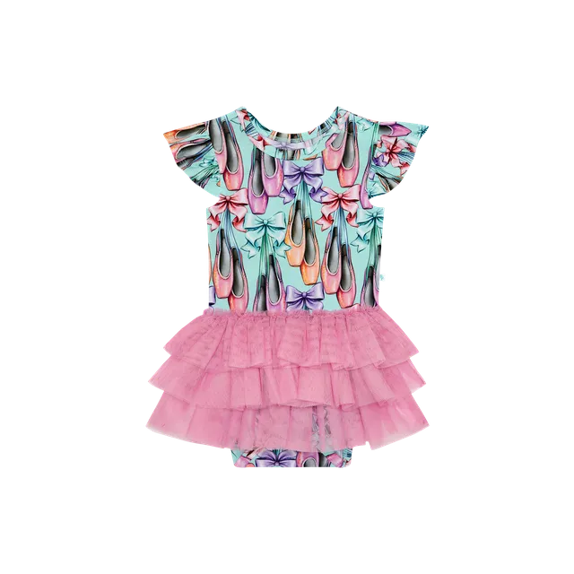 POSH PEANUT- Irina - Ruffled Cap Sleeve Tulle Skirt Bodysuit