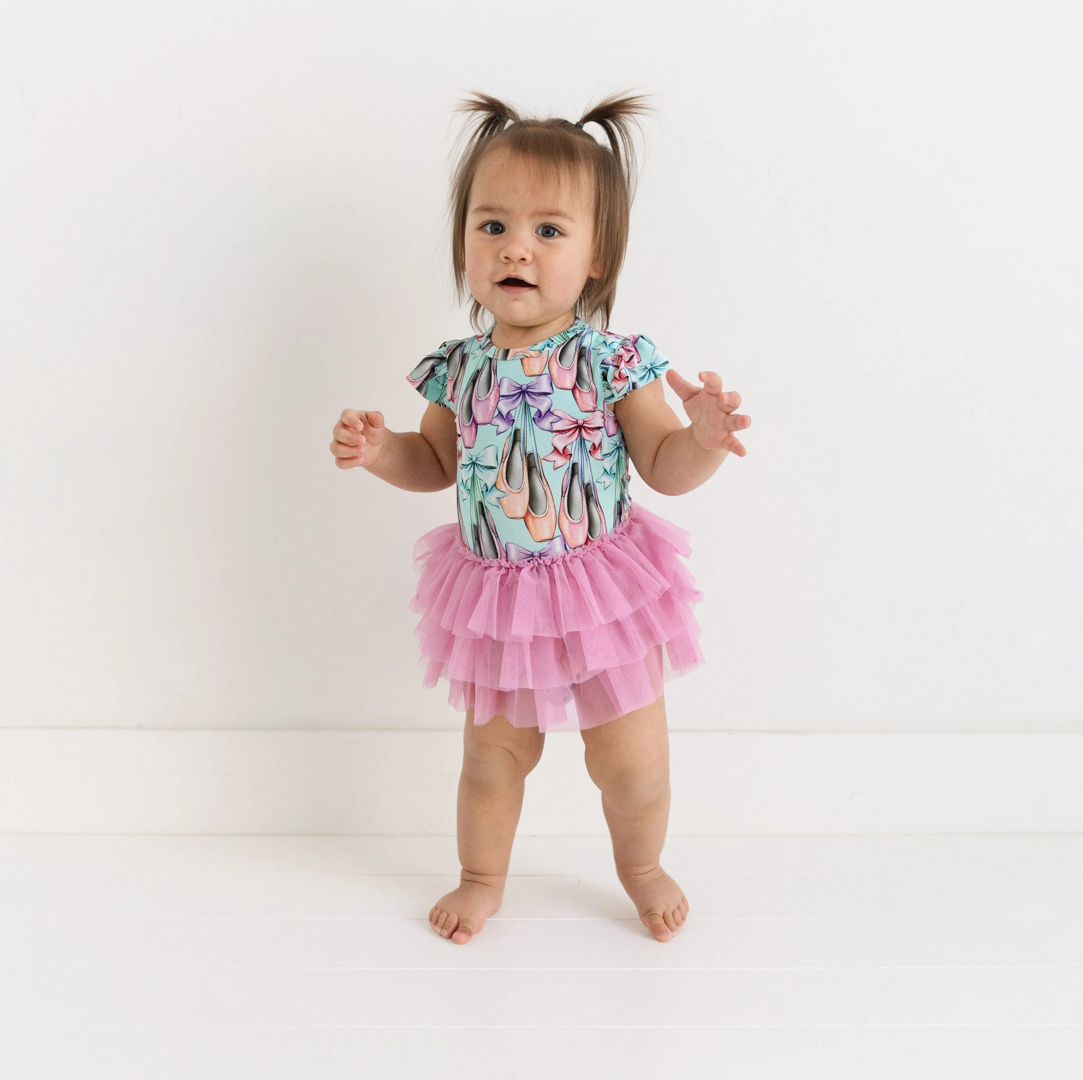 POSH PEANUT- Irina - Ruffled Cap Sleeve Tulle Skirt Bodysuit