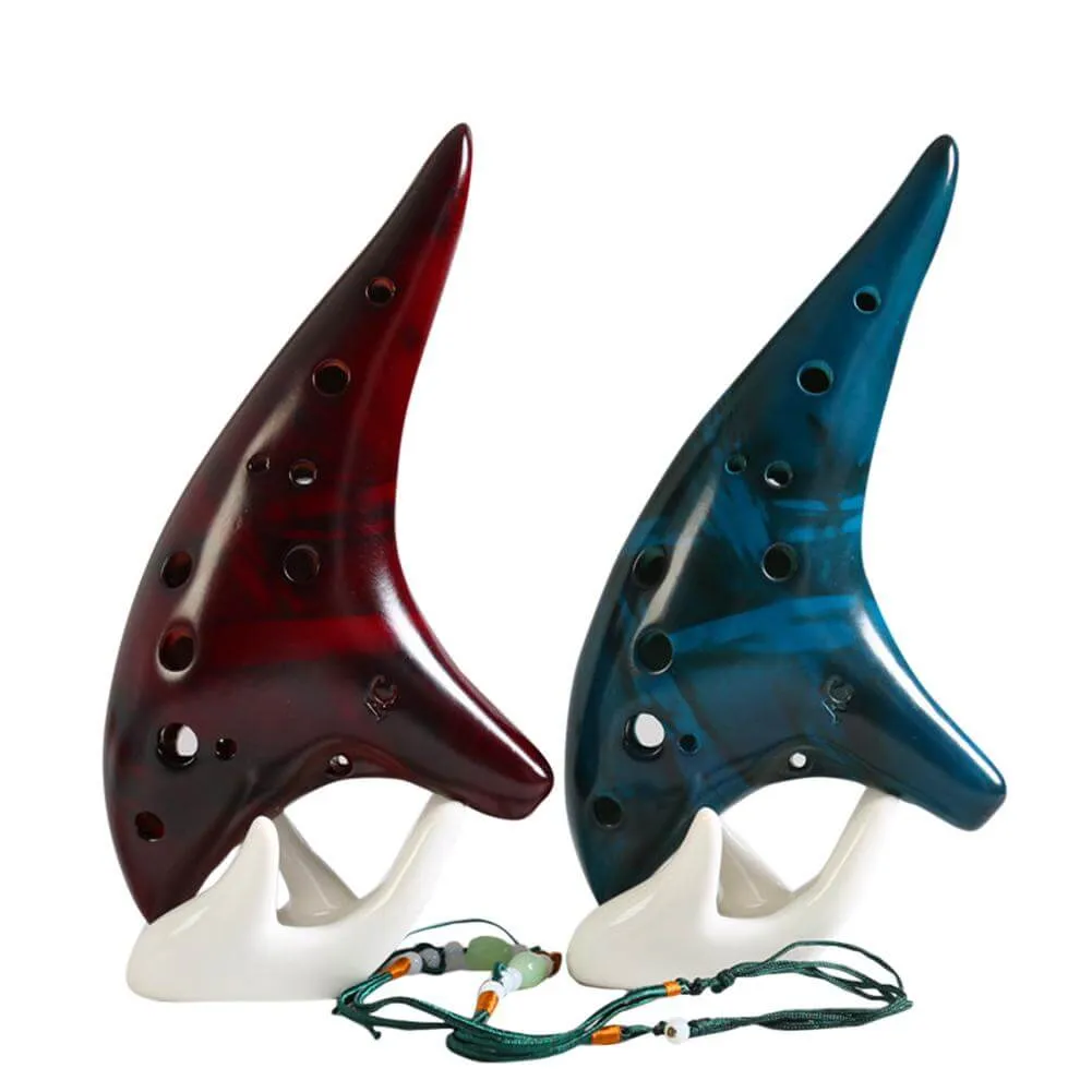 Professional  Ceramic Ocarina | Blue Red Color