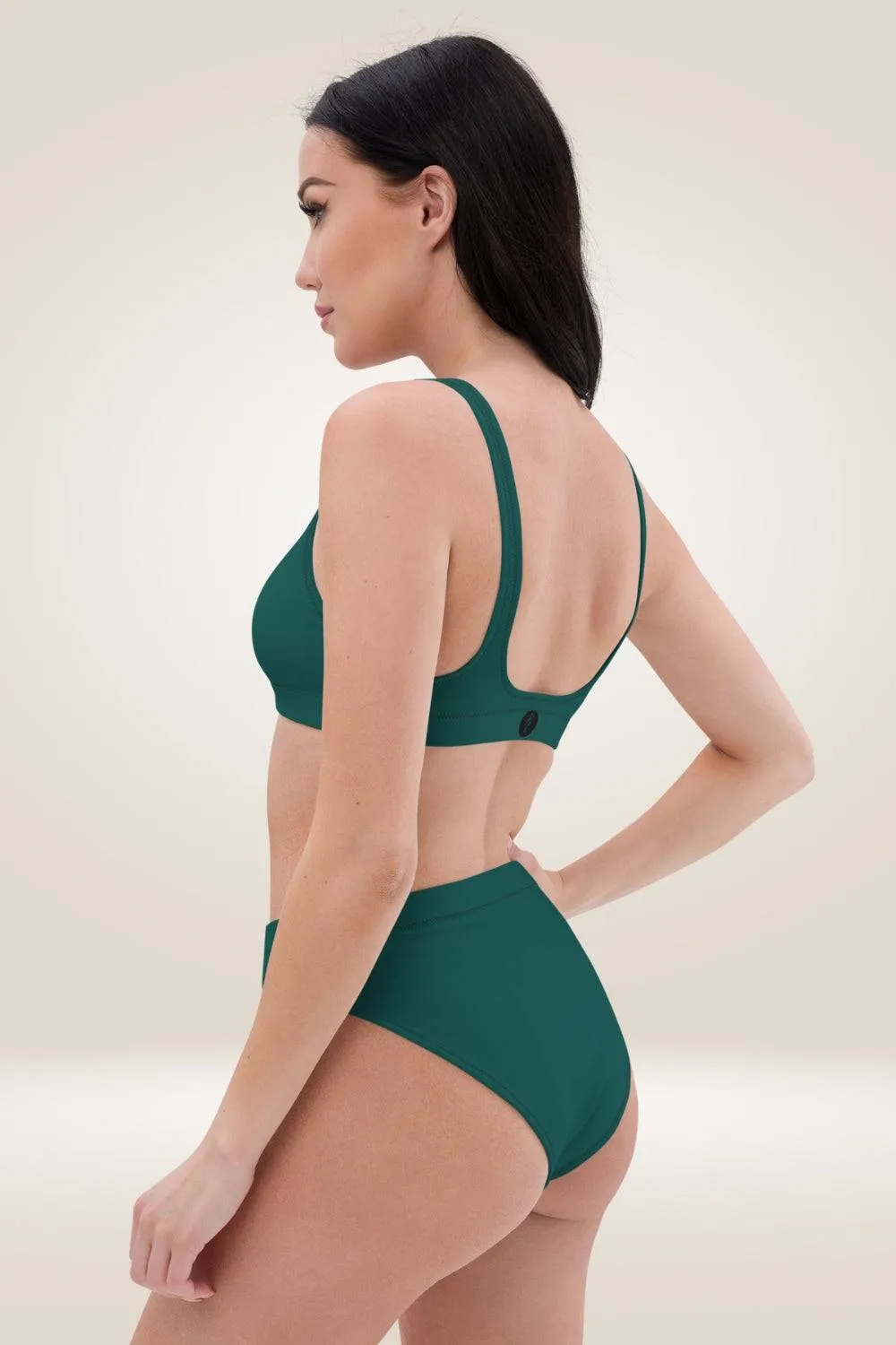 Recycled High Waisted Forest Green bikini