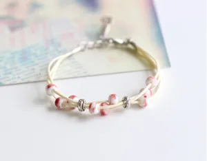 Red Bead Hand-Woven Bracelet