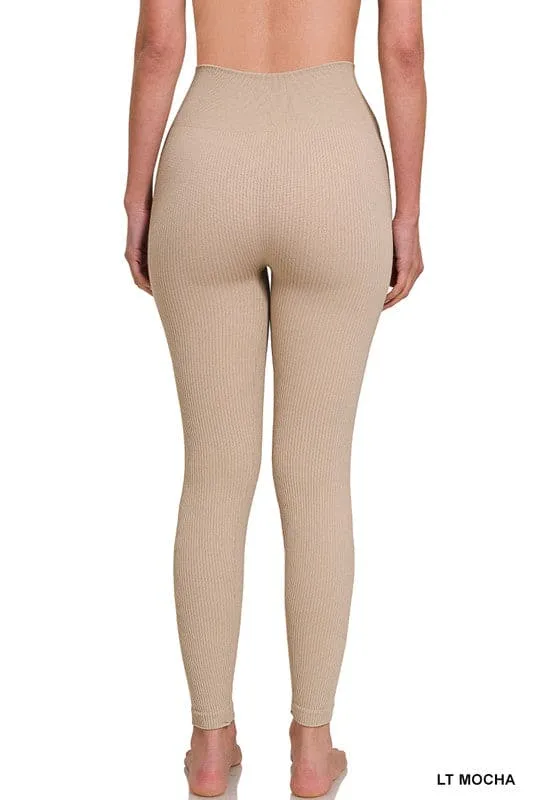 Ribbed Seamless High Waisted Full Length Leggings