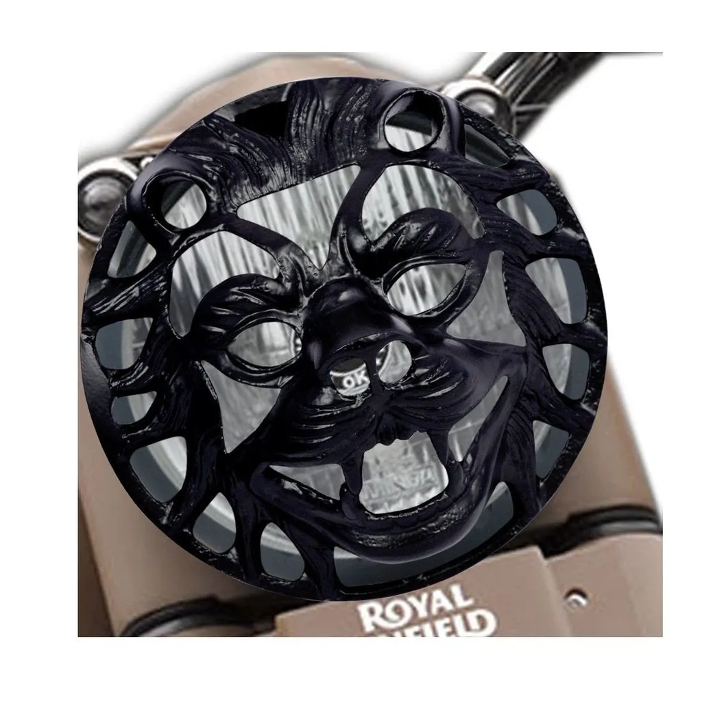 R.J.VON Grill Head Light Tiger Face, Indicator Grill Skull Fcae, Tail Light Skull, Eyes Grill Black