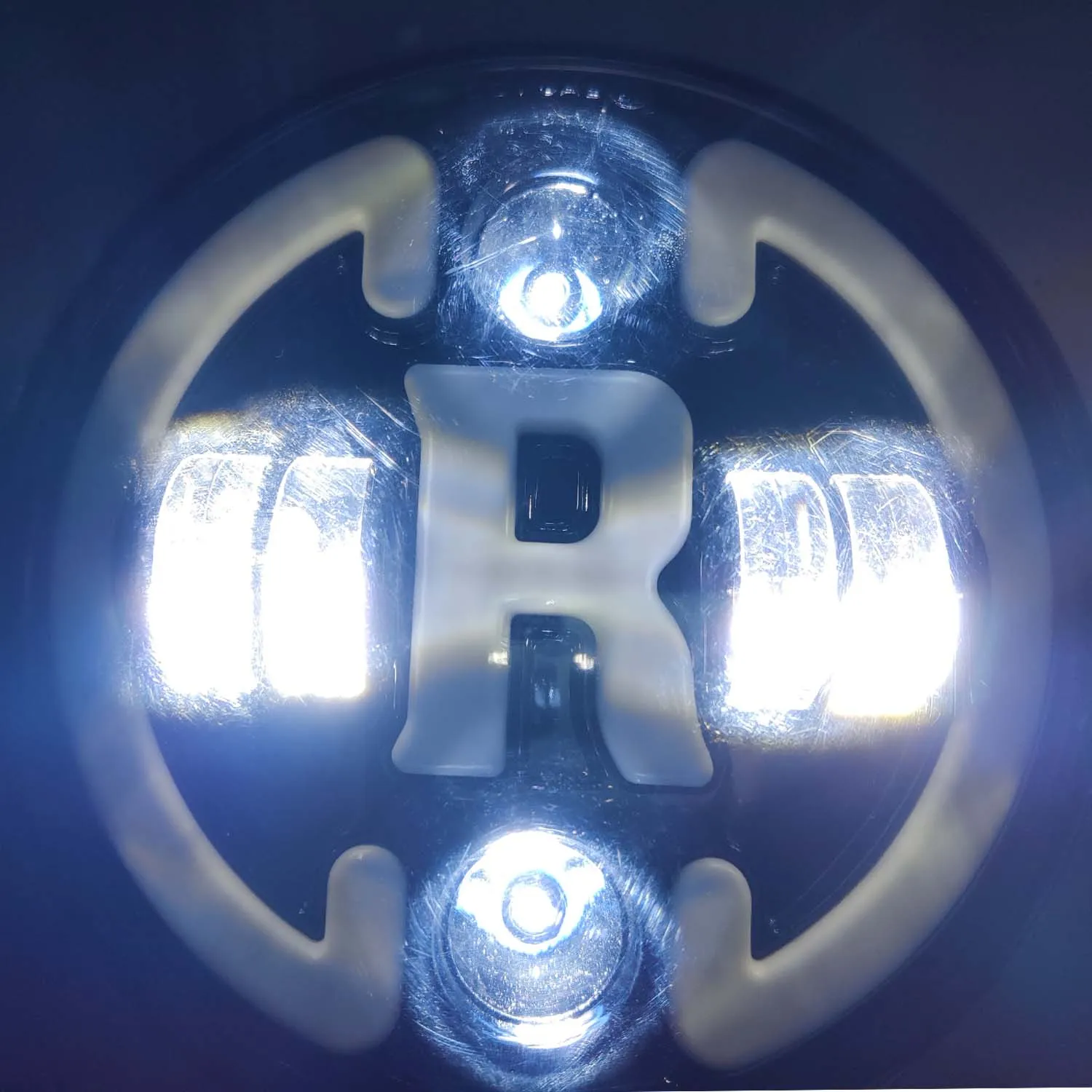 Royal Enfield Headlight  7" Inch Led R Logo For Royal Enfield Classic.Electra,Standerd 350 & 500(Black)