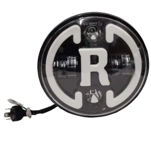Royal Enfield Headlight  7" Inch Led R Logo For Royal Enfield Classic.Electra,Standerd 350 & 500(Black)