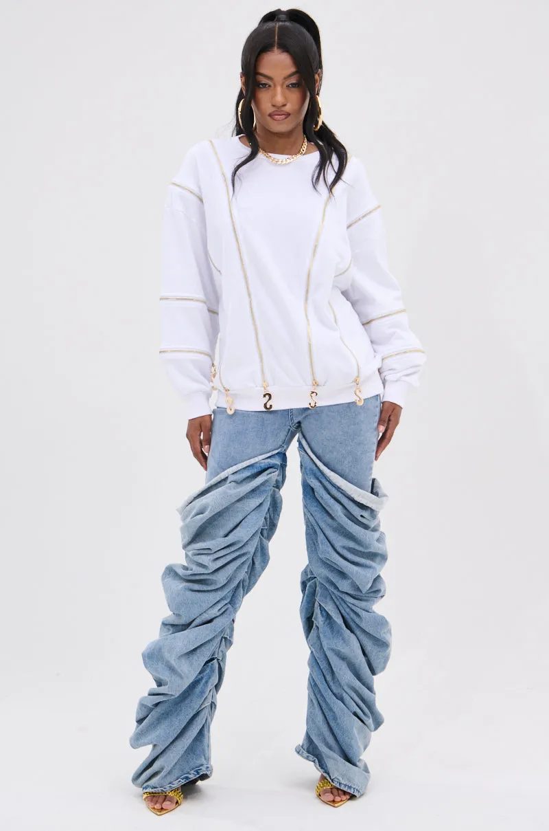 SABRINA ALL OVER ZIPPER SWEATSHIRT