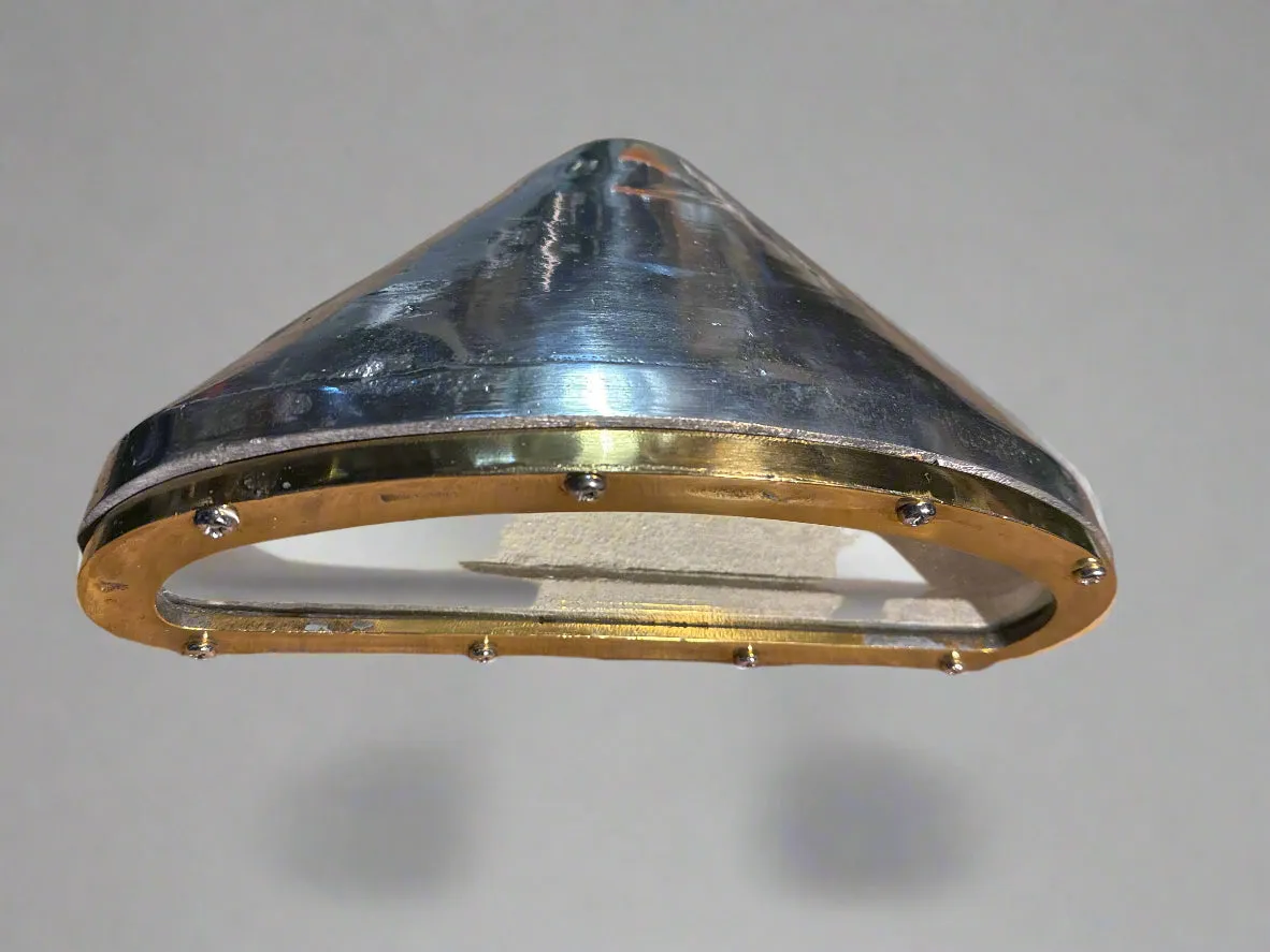 Salvaged Original Aluminium & Brass Wall  Triangular Wall light