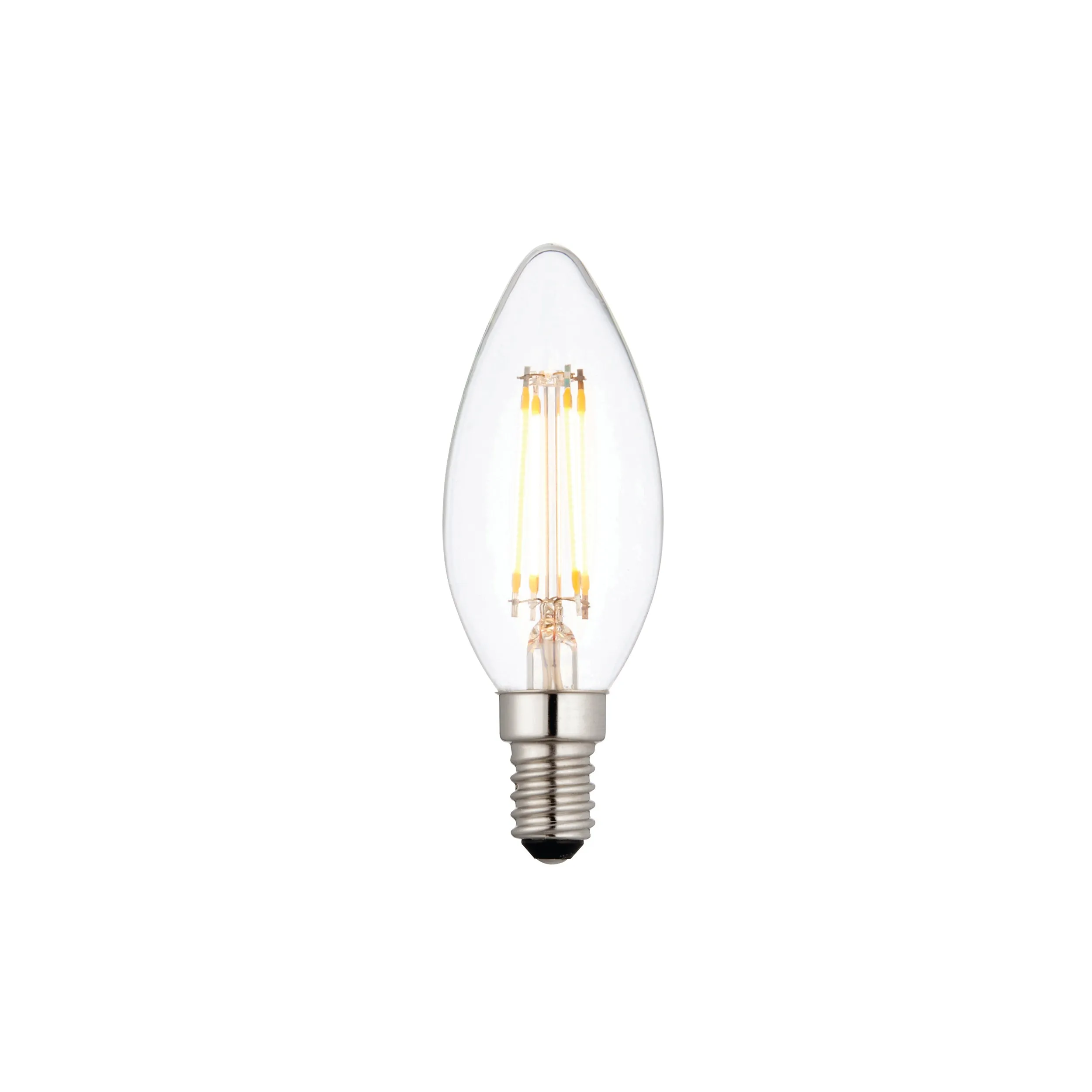 Saxby 94341 E14 LED Filament Candle 4W Clear glass & bright nickel plate 4W LED E14 Warm White