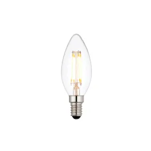 Saxby 94341 E14 LED Filament Candle 4W Clear glass & bright nickel plate 4W LED E14 Warm White