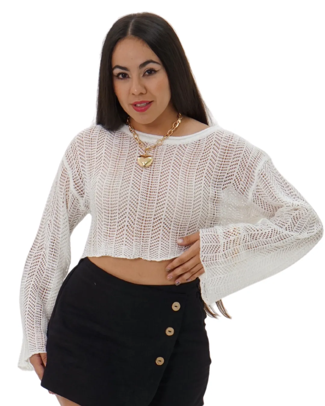 SHEER CROPPED LS TOP