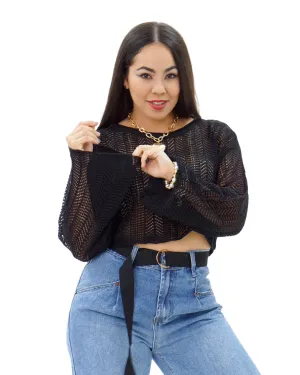 SHEER CROPPED LS TOP