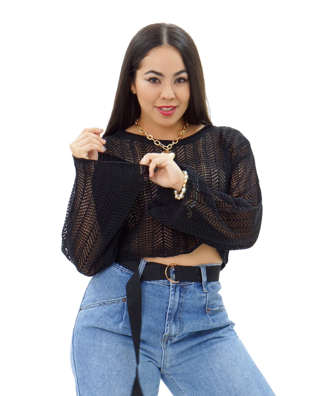 SHEER CROPPED LS TOP