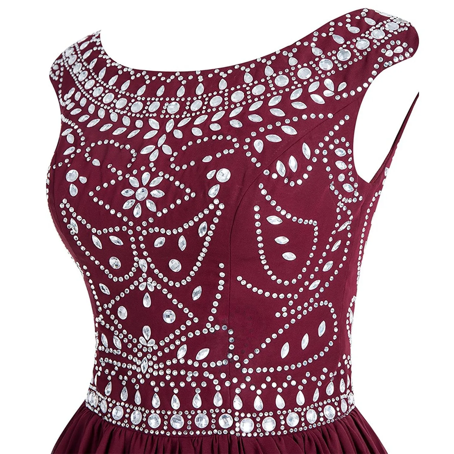 Short Beading Chiffon V-back Prom Homecoming Dress